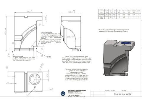 Wassertank 28 l für Radlauf – VW T6 Camper & Wohnmobil Wassertank