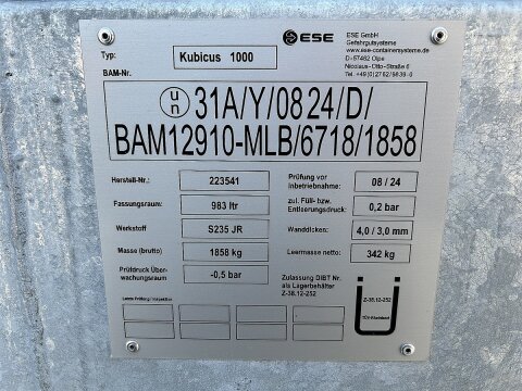 Mobile Tankstelle Diesel 1000 l – doppelwandig verzinkt, 230 V Pumpe 45 l/min NEUWERTIG