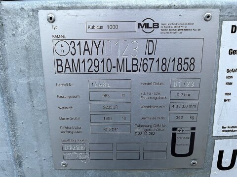 Mobile Tankstelle Diesel 1000 l - doppelwandig verzinkt, 230V Pumpe 45 l/min gebraucht