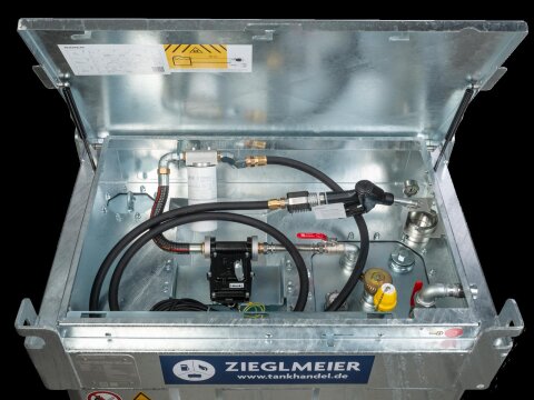 Mobile-Benzintankstelle 330l mit 230V Pumpe für Benzin und Flugkraftstoffe AWsV Transporttank