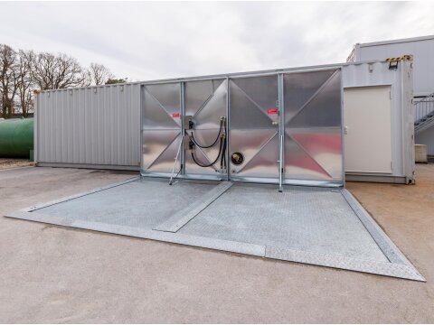 FuelTainer 30.000 l – Tankstellencontainer Tankstation für Diesel & HVO mit HDM 100/60 Zapfsäule, WHG- & AwSV-konform